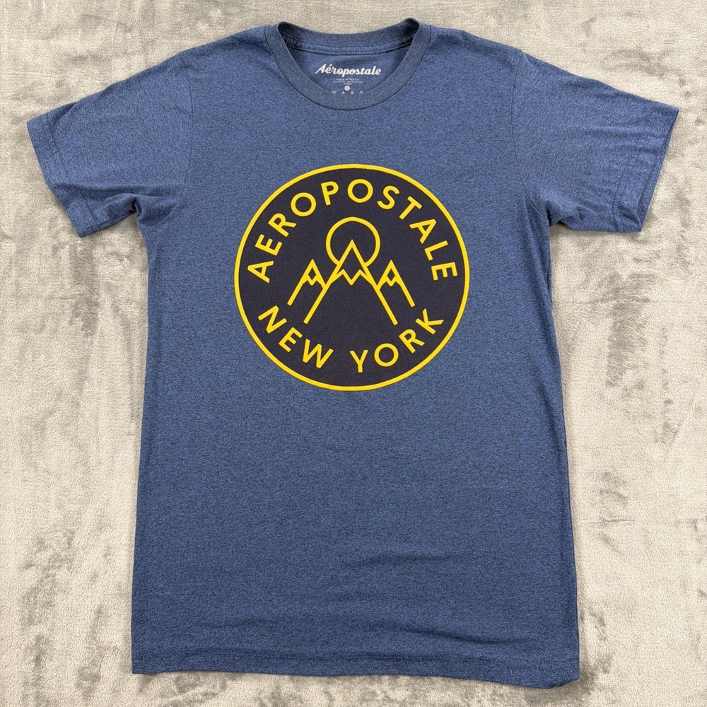 Aeropostale New York Logo Graphic T-Shirt Men's Small Blue NWOT Modern Casual